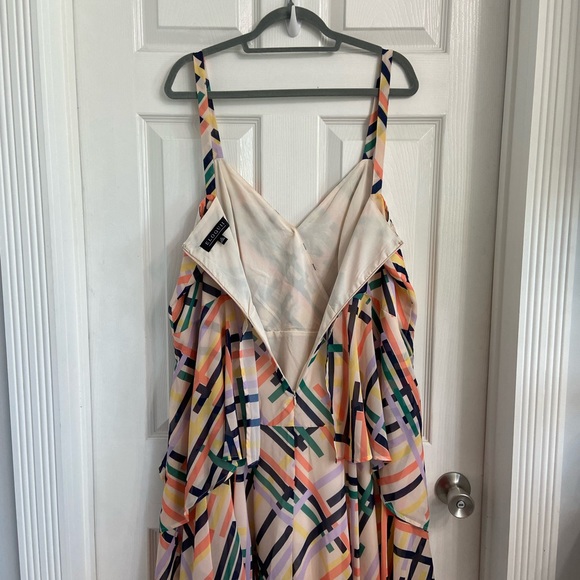 Eloquii Tiered Dress Size 20 Handkerchief Hem Multicolored Lined - Picture 5 of 8